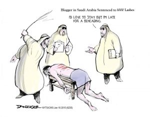 Saudi Arabia, punishments, beheadings, lashes, political cartoon