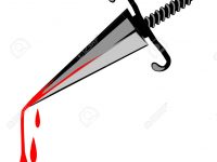 Murder weapon dagger cartoon, horizontal, vector illustration, isolated