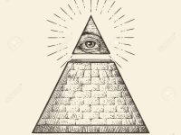 All seeing eye pyramid symbol. New World Order. Hand-drawn sketch vector
